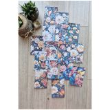 Mona Craftist 15 Adet Siyah Renkli Çiçek Temalı Scrapbook Kağıt Seti Bullet Journal Dekupaj Kağıdı