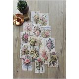 Mona Craftist 15 Adet Vintage Gül Scrapbook Kağıt Seti Bullet Journal Dekupaj Kağıdı