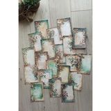 Mona Craftist 20 Adet Eskitme Vintage Yeşil Temalı Scrapbook Kağıt Seti Bullet Journal Dekupaj Kağıdı