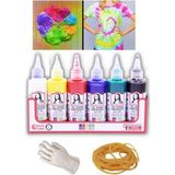 Mona Lisa 6 Renkli Batik Boyama Seti 70 ml Boyalar Poşet Eldiven 10 Adet ve Para Lastik 20 Set