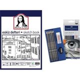 Mona Lisa A4 Eskiz Defteri + Faber-Castell Dereceli Kalem Seti