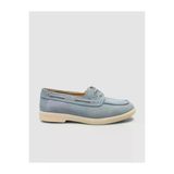 Mona Mae 673M1958 MonaMae %100 Hakiki Deri Mavi İp Detaylı Süet Kadın Loafer