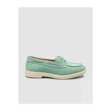 Mona Mae 673M1958 MonaMae %100 Hakiki Deri Yeşil İp Detaylı Süet Kadın Loafer
