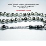 Mona Roza Gümüş 1 Sınıf Kalın 12 Yarma Gümüş El İşçiliği Erzurum Oltu Taşı Tesbih