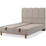 Mona Yatak Bahama Çift Kişilik Baza Başlık Seti Krem Rengi – Tedi Kumaş Modern Tasarım - Gri - 160 x 200 cm