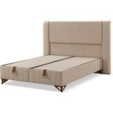 Mona Yatak Sante Tek Kişilik Baza ve Başlık Seti Kahve Renk Baby Face Kumaş Lüks Modern Tasarım Set - Gri - 100 x 200 cm