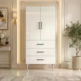 Monaco Çok Amaçlı Dolap 60 Cm 2 Kapak 3 Çekmece Parlak Beyaz - Çok Amaçlı Banyo Dolabı