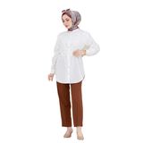 Monako Yaka Taşlı Tunik-Beyaz