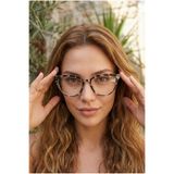 MONAL EYEWEAR Cateye Blueblock 56 Ekartman Zebra Desen Optik Uyumlu Dereceli Cam Takılabilir