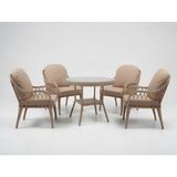 Monalin Home Garden Alaçatı Kapuçino 4 Kişilik(1-1-1-1-Masa) Rattan Örgü Bahçe & Balkon & Teras Masa Sandalye Takımı