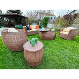 Monalin Home Garden Atlantis 5 Kişilik Rattan Örgü Bahçe & Balkon & Teras Lüks Oturma Grubu Minderli & Camlı & Masalı Lüks Bahçe Takımı