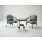Monalin Home Garden Bodrum Gri 2 Kişilik(1-1-Masa) Rattan Örgü Bahçe & Balkon & Teras Oturma Grubu Minderli & Camlı & Masalı Takım