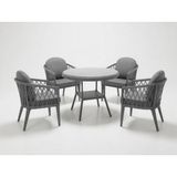 Monalin Home Garden Bodrum Gri 4 Kişilik(1-1-1-1-Masa) Rattan Örgü Bahçe & Balkon & Teras Masa Sandalye Takımı