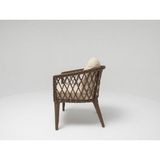 Monalin Home Garden Bodrum Kahverengi 2 Kişilik(1-1-Masa) Rattan Örgü Bahçe & Balkon & Teras Oturma Grubu Minderli & Camlı & Masalı Takım - Kahveregi