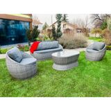 Monalin Home Garden Dubaı 5 Kişilik Ekstra Lüks Rattan El Örgü Oturma Grubu Minderli & Camlı & Masalı Oturma Grubu