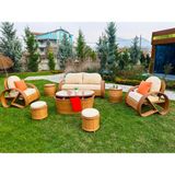 Monalin Home Garden Helix 5 Kişilik Ekstra Lüks Rattan El Örgüsü Bahçe & Balkon & Teras Oturma Grubu Minderli & Camlı Oturma Grubu