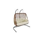 Monalin Home Garden Kudüs Rattan Cross El Örgüsü Çift Kişilik Balkon Teras Bahçe Salıncağı