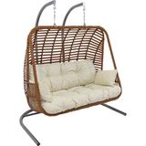 Monalin Home Garden Kudüs Rattan El Örgüsü Çift Kişilik Balkon Teras Bahçe Salıncağı - Kahverengi