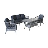 Monalin Home Garden Miami 5 Kişilik 3-1-1-masa Rattan Örgü Bahçe & Balkon & Teras Oturma Grubu Minderli & Camlı & Masalı Takımı Antrasit