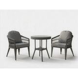 Monalin Home Garden Milano Gri 2 Kişilik(1-1-Masa) Rattan Örgü Bahçe & Balkon & Teras Oturma Grubu Minderli & Camlı & Masalı Takım