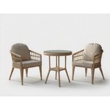 Monalin Home Garden Milano Kapuçino 2 Kişilik(1-1-Masa) Rattan Örgü Bahçe & Balkon & Teras Oturma Grubu Minderli & Camlı & Masalı Takım