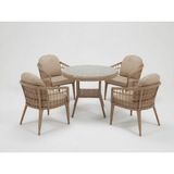 Monalin Home Garden Milano Kapuçino 4 Kişilik(1-1-1-1-Masa) Rattan Örgü Bahçe & Balkon & Teras Masa Sandalye Takımı