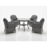 Monalin Home Garden Napoli Gri 4 Kişilik(1-1-1-1-Masa) Rattan Örgü Bahçe & Balkon & Teras Masa Sandalye Takımı