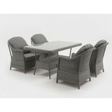 Monalin Home Garden Napoli Gri 4 KIŞILIK(1-1-1-1-MASA(80*140)) Rattan Örgü Bahçe & Balkon & Teras Masa Sandalye Takımı