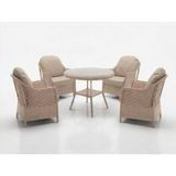 Monalin Home Garden Napoli Kapuçino 4 Kişilik(1-1-1-1-Masa) Rattan Örgü Bahçe & Balkon & Teras Masa Sandalye Takımı
