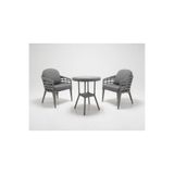 Monalin Home Garden Venedik Gri 2 Kişilik(1-1-Masa) Rattan Örgü Bahçe & Balkon & Teras Oturma Grubu Minderli & Camlı & Masalı Takım