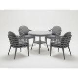 Monalin Home Garden Venedik Gri 4 Kişilik(1-1-1-1-Masa) Rattan Örgü Bahçe & Balkon & Teras Masa Sandalye Takımı