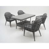 Monalin Home Garden Venedik Gri 4 KIŞILIK(1-1-1-1-MASA(80*140)) Rattan Örgü Bahçe & Balkon & Teras Masa Sandalye Takımı