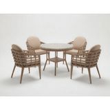 Monalin Home Garden Venedik Kapuçino 4 Kişilik(1-1-1-1-Masa) Rattan Örgü Bahçe & Balkon & Teras Masa Sandalye Takımı