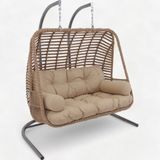 Monalin Mobilya Kudüs Classic Rattan Kapuçino El Örgüsü Bahçe & Balkon & Teras Çift Kişilik Salıncak