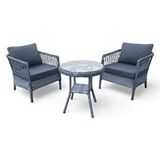 Monalin Mobilya Loft Gri 2 Kişilik(1-1-masa) Rattan Örgü Bahçe ve Balkon ve Teras Masa Sandalye Takımı
