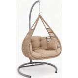 Monalin Mobilya Madrid Classic Kapuçino Rattan Tek Kişilik Bahçe Salıncağı Yastık Dahil