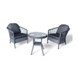 Monalin Mobilya Miami Gri 2 Kişilik 1-1-masa Rattan Örgü Bahçe & Balkon & Teras Oturma Grubu Minderli & Camlı & Masalı Takım Gri