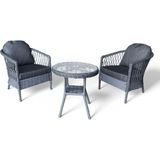 MONALİN MOBİLYA Miami Gri 2 Kişilik(1-1-Masa) Rattan Örgü Bahçe & Balkon & Teras Oturma Grubu Minderli & Camlı & Masalı Takım