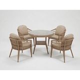 Monalin Mobilya Milano Kapuçino 4 Kişilik(1-1-1-1-masa) Rattan Örgü Bahçe ve Balkon ve Teras Masa Sandalye Takımı Kahverengi