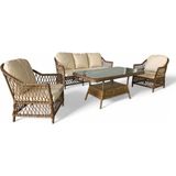 Monalin Mobilya Monalin Home Garden Lizbon 5'li Kahverengi Rattan El Örgüsü Oturma Takımı Balkon & Bistro Set - Kahverengi - Krem
