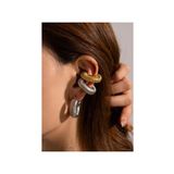 monalisatoka Gümüş Çizgili Kalın Halka Kıkırdak Earcuff Küpe (1 Adet)