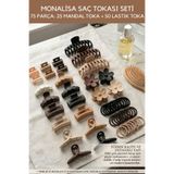 monalisatoka Kadın Saç Tokası Seti Kahverengi Tonları Mandal Toka Seti