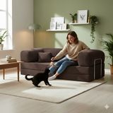 MONAMI Dechome 180 x 90 Midinest Kanepe | Yatakli Koltuğu | Fitilli Kadife Yıkanır | Orginal Sünger|modern Kanepe - Kahve