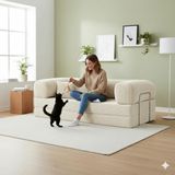 MONAMI Dechome 180 x 90 Midinest Kanepe | Yatakli Koltuğu | Fitilli Kadife Yıkanır | Orginal Sünger|modern Kanepe - Krem