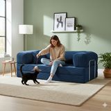MONAMI Dechome 180 x 90 Midinest Kanepe | Yatakli Koltuğu | Fitilli Kadife Yıkanır | Orginal Sünger|modern Kanepe - Lacivert