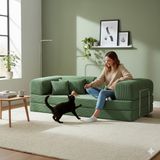MONAMI Dechome 180 x 90 Midinest Kanepe | Yatakli Koltuğu | Fitilli Kadife Yıkanır | Orginal Sünger|modern Kanepe - Yeşil