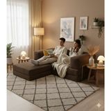 MONAMI Dechome 200X200 Köşe Takımı |kadife | Köşe Koltuk | Modüler Köşe Takımı | Yataklı L Koltuk | Fitilli Kadife | Yıkanabilir Fitilli Kadife Kumaş - Kahve