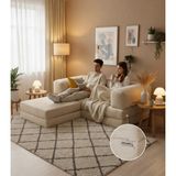 MONAMI Dechome 200X200 Köşe Takımı |kadife | Köşe Koltuk | Modüler Köşe Takımı | Yataklı L Koltuk | Fitilli Kadife | Yıkanabilir Fitilli Kadife Kumaş - Krem
