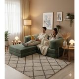 MONAMI Dechome 200X200 Köşe Takımı |kadife | Köşe Koltuk | Modüler Köşe Takımı | Yataklı L Koltuk | Fitilli Kadife | Yıkanabilir Fitilli Kadife Kumaş - Yeşil