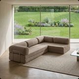 MONAMI Dechome 300X200 Teddy Serisi Köşe Açık Uzanma Modüler Koltuk | Yıkanabilir Corduroy Kumaş | Çok Fonksiyonlu Yer Yatağıyeny Fitilli Kadife | Köşe Koltuk | Köşe Takımı | Modüler Köşe Takımı - Bej